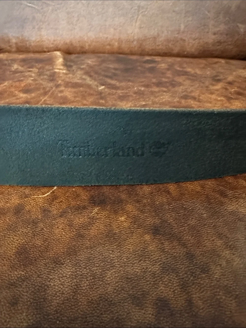 Timberland Black Leather Men's Belt with Brushed Silver Buckle Size 42